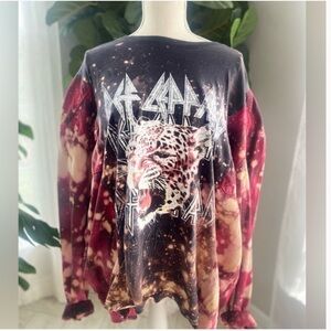 Def leopard bleached repurposed flannel shirt 😍